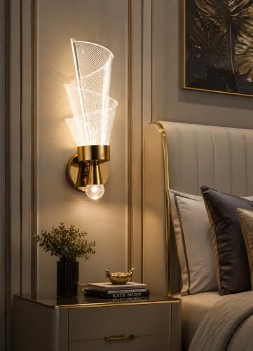 Image of FILLISKA Luxurious Acrylic Crystal Wall Lamp with Adjustable Colour Changing Function, Elegant Finish (Acrylic FrenchGold-105)
