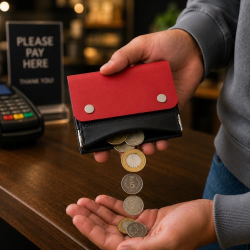Image of The Wallet Store ClickKiss Genuine Leather Wallet for Men - Red