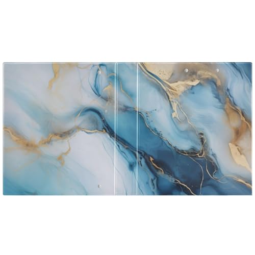 Image of 3 Ring Binder Gold Marble Blue Fluid Marble 1.5 inch Binders Three Ring Binders with Clipboard Fit 8.5'' x 11'' Paper 3 Interior PVC Clear Pockets for Office Supplies