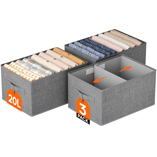 Lifewit Boite Rangement Vetement, Rangement Armoire Placard Pliable, Organisateur Tiroir Vetement avec Cloison Amovible, Rangement Dressing, Casier de...