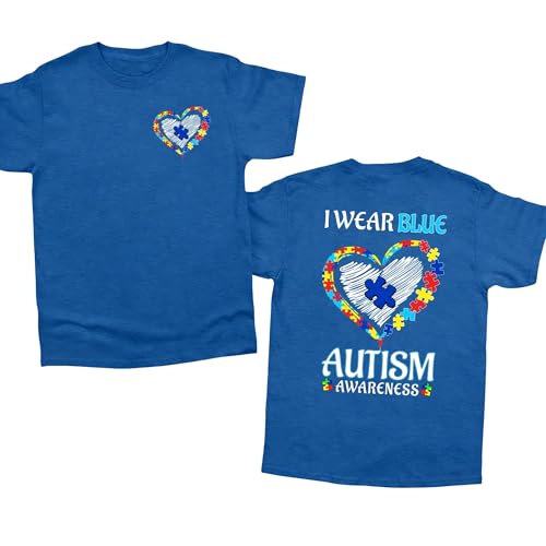 Kids Autism Shirt for Girls Boys Autism Awareness T Shirts Autism Support Love Graphic Casual Tees Tops(Blue5,140)