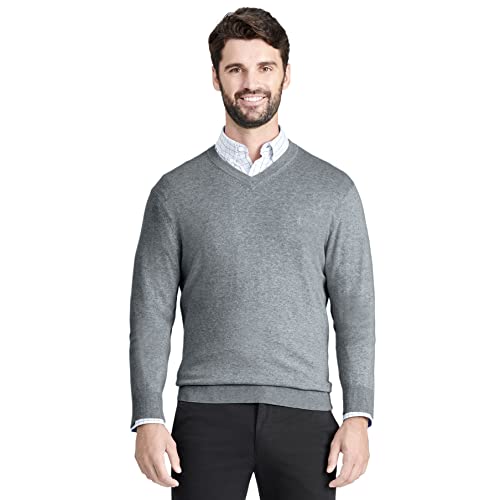 Izod Men's Premium Essentials Solid V-Neck 12 Gauge Sweater, Carbon Heather, X-Large #TOP13