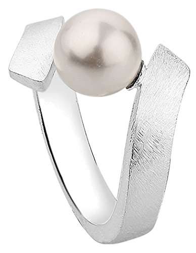 Bague perle synthétique blanc mat argent sterling 925 femme taille 58 Nenalina