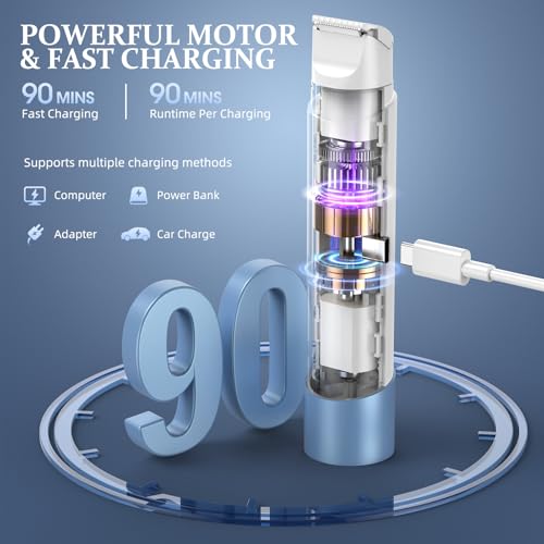 Image of Bikini Trimmer for Women, Dual Head Face Shaver Body Hair Trimmmer, IPX7 Waterproof Womens Electric Razor for Legs, Light Blue