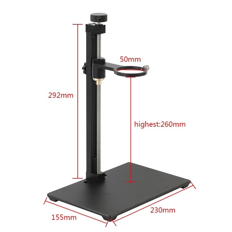 Microscope Mini Aluminum Alloy Microscope Table Holder Bracket 50mm Focusing Bracket C Mount Lens(with 120x)