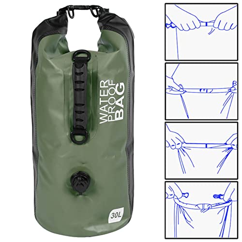 Bolsa seca enrollable de 30L - Mochila plegable impermeable de PVC 500D con cámara inflable doble para rafting (Verde OD) miniatura 3