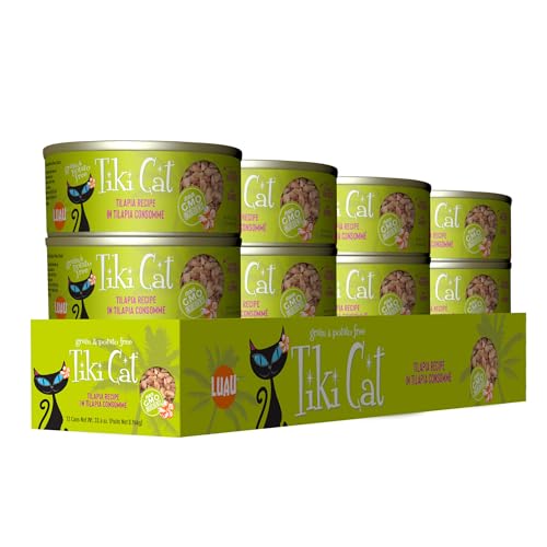 Image of Tiki Cat Luau Shredded Meat, Tilapia Recipe in Tilapia Consumme, Grain-Free Balanced Nutrition Wet Canned Cat Food, For All Life Stages, 2.8 oz. Can (12 Count)
