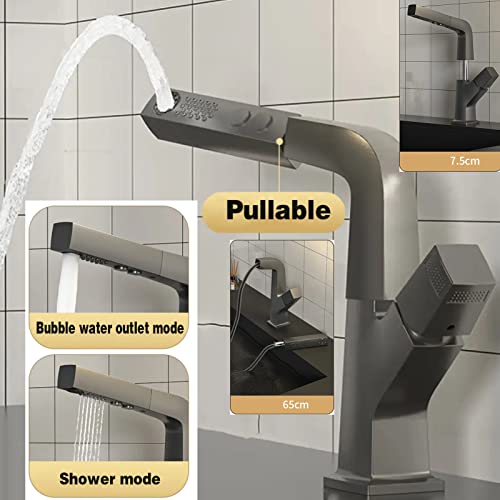 Robinet de lavabo extractible 360° à double jet pour eau chaude et froide