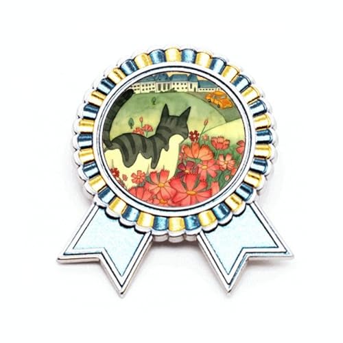 Broche chat aquarelle Miaoji le cadeau idéal avec son motif fleurs en métal