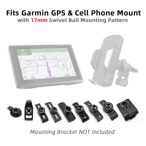 Triplinger GPS Vehicle Air Vent Mount 17mm Ball for Garmin Nuvi GPS Cell Phone Carplay Screen Mount Holder Stabilizing Arm & Adjustable Knob & Alligator Clip Support Horizontal/Vertical Air Vent Blade