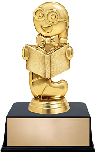 Crown Awards Reading Bookworm Trophy, 6" Reading Trophy with Custom Engraving, 20 Pack Prime