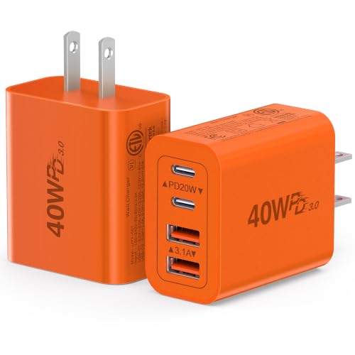 Image of [2-Pack] 40W USB C Wall Charger Block,4-Port Super Fast Charging Block