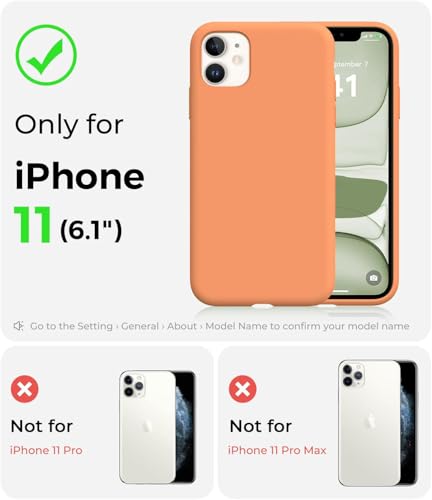 Image of VONZEE Liquid Silicone, Microfiber Shockproof Slim Back Cover Compatible for iPhone 11 6.1 inch, (Coral)
