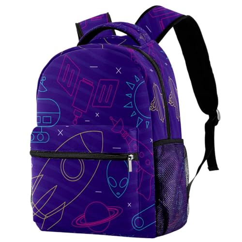 Sac à dos d'école haut de gamme motifs espace funky multicolore