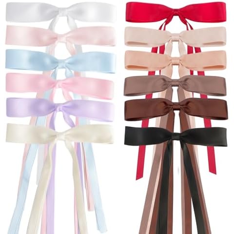 Canitor 12PCS Hair Bows for Girls Cute Hair Accessories for Women Hair Ribbons Bowknot Duckbill Clips Preppy Teen Girl Gifts Trendy Stuff Coquette Aesthetic Things Cover