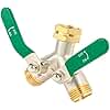 Love Is War 2 Way Y Garden Hose Splitter, 3/4" GHT Thread Brass Hose Connector, High Flow Outdoor Faucet Splitter for RV Yard Garden Watering