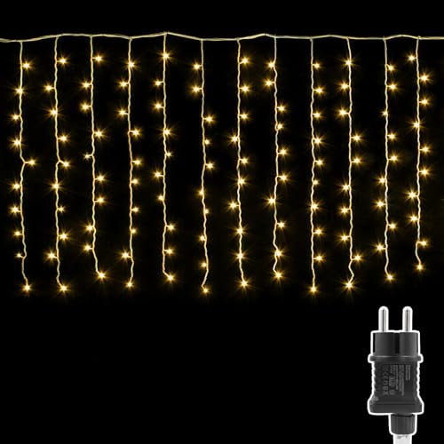 A.bigwhale Eisregen Lichterkette Außen, Lichtervorhang Aussen 4m x 1m...