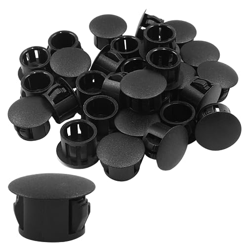 Image of Hitefu 30PCS Plastic Hole Plugs, 1 /2-Inch (13mm) Black Flush Type Panel Plugs for Furniture and Fencing Post, Ideal for Cabinet and Screw Hole Covering