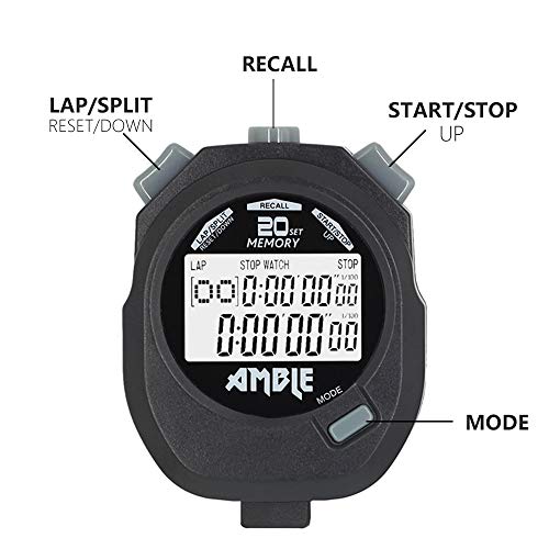 Stopwatch, Amble Countdown Timer And Stopwatch Record 20 Memories Lap Split Time With Tally Counter And Calendar Clock With Alarm For Sports Coaches And Referees #TOP3