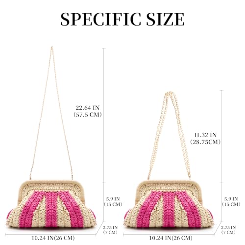 Image of Straw Clutch Purses - Straw Crossbody Bags for Women Woven Purse Beach Handbags Cloud Dumpling Pouch