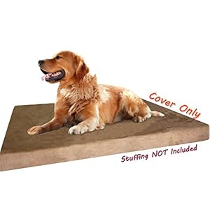   Dogbed4less-External-Pet-Bed-Cover-with-Zipper-Liner-for-Large-Dog-47X29x4-XL-Brown-Replacement-Cover-Only