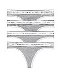 Victoria's Secret Cotton Logo Thong Panty Pack, Underwear for Women, 4 Pack, Medium Heather Grey (L)