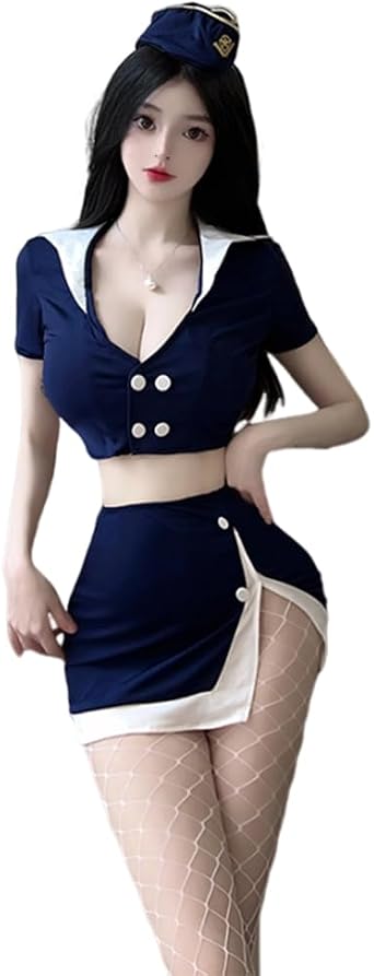 Womens cosplay sexy female flight crew nightclub club secretary outfit Japanese anime maid outfit