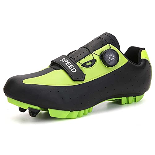 Chaussures de vélo de montagne pour homme, chaussures de vélo de montagne SPD, chaussures de vélo de route respirantes - - Vert foncé 1, 47 EU EU Cover
