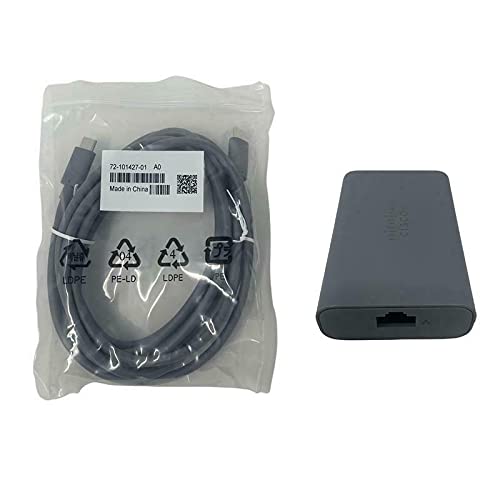 Genuine Original CP-8832-POE CP-8832-POE-RF 800-48013-02 Power Over Ethernet PoE Injector Spare & USB-C Cable Compatible with Cisco 8832 8832NR CP-8832 CP-8832-K9 CP-8832-NR-K9 IP Conference Phone - Thumbnail 3