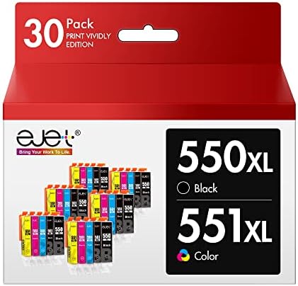 ejet 550XL Replacement for Canon PGI-550 CLI-551 Ink Cartridges Compatible for Pixma iP7250 MG5650 MX925 iX6850 MG5550 MG5450 MG6650 MX920 MG5400 MG6450 MG7500 (Black Cyan Magenta Yellow, 30-Pack)