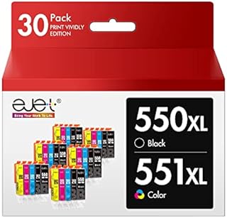 ejet 550XL Replacement for Canon PGI-550 CLI-551 Ink Cartridges Compatible for Pixma iP7250 MG5650 MX925 iX6850 MG5550 MG5450 MG6650 MX920 MG5400 MG6450 MG7500 (Black Cyan Magenta Yellow, 30-Pack)