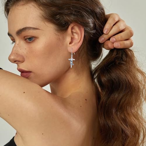 ONEFINITY Cross Earrings 925 Sterling Silver Dragonfly/Butterfly/Hummingbird Dangle Earrings Animal Jewelry Gifts For Women3