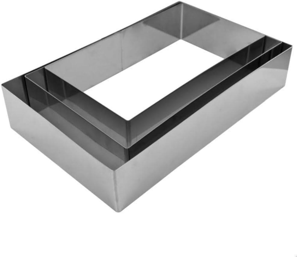 Lily cook kp5349 - Marco pastelero Rectangulo de Acero Inoxidable, Plata, Set de 3 moldes