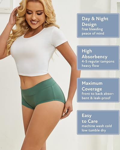 Image of Goat Union Midi Period Underwear for Women Teens, Menstrual Period Panty, Organic Cotton Lining, Full Coverage & Heavy Flow