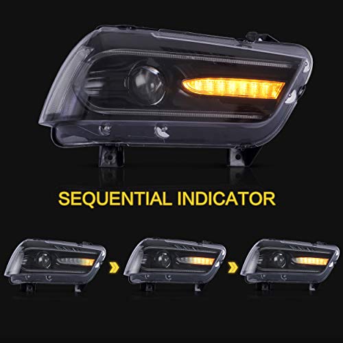 Vland Headlight Assembly Fit For Dodge Charger 2011 2012 2013 2014, Led Headlamp Assembly With Drl Sequential Turn Signal, Plug-And-Play #TOP3