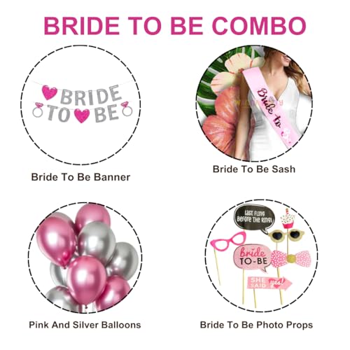 Image of Wanna Party Bride To Be Decoration Set Combo -62Pcs | Bride To Be Props | Bride To Be Sash | Bride To Be Banner (Cardstock) |bride to Be Sunglasses I Bride To Be Balloons
