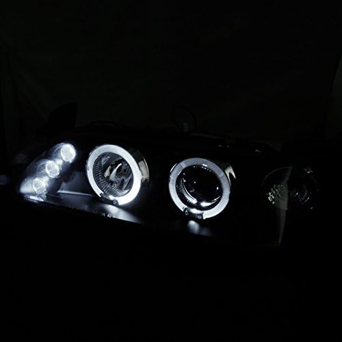 Black Bezel Housing LED Halo Projector Headlights Made For 1993-1997 Corolla