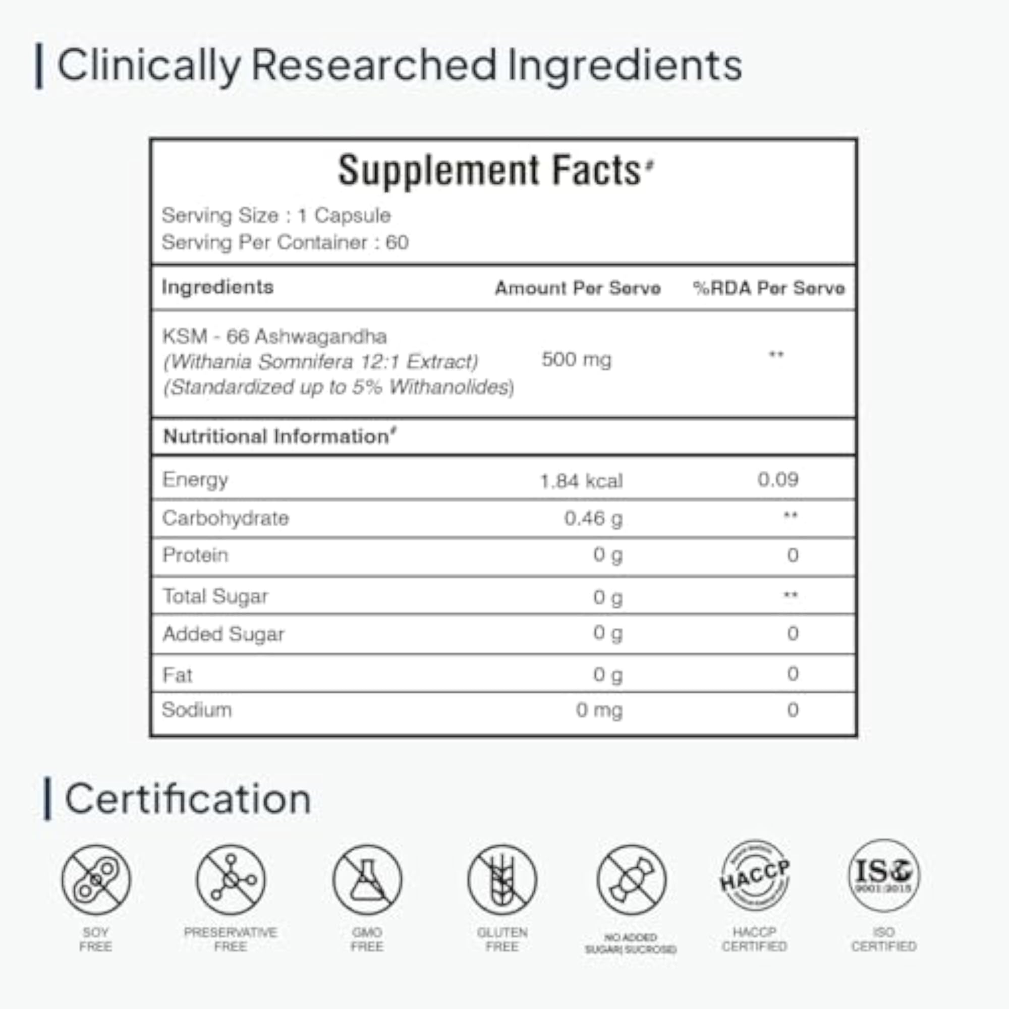 Miduty Ashwagandha 3X Supplement, 500 Mg Serving