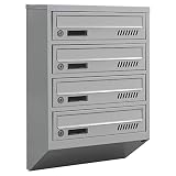 Bloc de 4 Boite aux Lettres avec Fixation Murale Euro GDS 4 RAL 7035