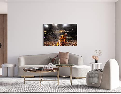 Basketball Canvas Wall Art Prints Sports Wall Decor Framed Cheering Win The Championship Picture Artwork Sports Photo Poster For Men And Boy Fans Bedroom Living Room Decoration - 12X18 Inch #TOP5