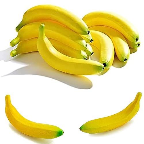 LATRAT 10 piezas artificiales realistas de plátano, decoración de plátano artificial, decoración de frutas falsas, fiestas, festivales
