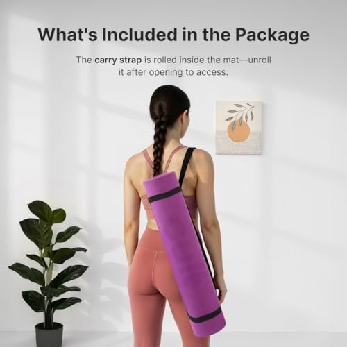 Image of Cult Yoga Mat EVA 5mm with Carry Strap - Non-Slip, Lightweight & Cushioned Exercise Mat - Sweat-Resistant, Durable & Eco-Friendly for Yoga, Pilates, Stretching, Meditation & Home Gym - Purple