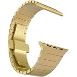 MaKTech アップルウォッチバンド用ステンレススチールストラップ,24mmワイドメタル交換用リンクブレスレットループ,Apple Watch Ultra 3/2/1 49mm [2025]対応 (ゴールド)