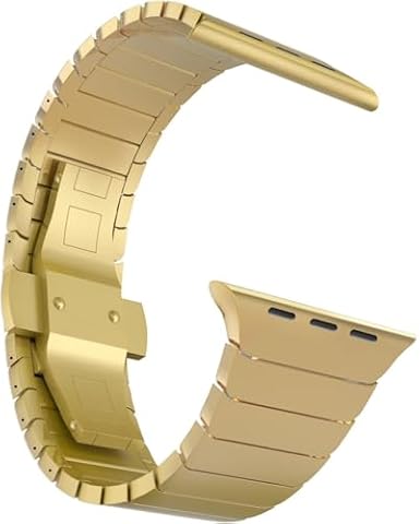 MaKTech Metalowa Opaska Na Nadgarstek,Bransoletka ze Stali Nierdzewnej,Kompatybilna z Apple Watch Seria 11/10/9/8/7,SE 3/2/1 [2025] (42mm/41mm/40mm,Złoto)