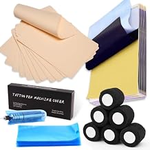 10Pcs Tattoo Skin and 20Pcs Tattoo Tracing Paper with 200Pcs Machine Cover Bags and 4PCS Grip Cover Wrap Kit
