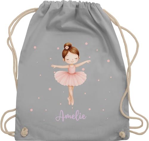Turnbeutel Rucksack - Ballerina Name - Geschenk Mädchen tanzen Ballett - Unisize - Hellgrau - ballet dancer bag tanzrucksack tanz amelie ballettbeutel tasche dance tänzer tänzerin