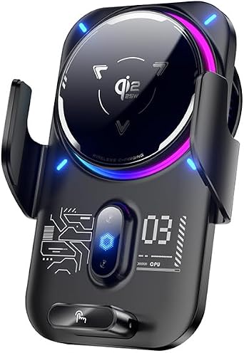 25W/15W Multi-Power Wireless Car Charger with Semiconductor Cooling, Qi2.2 Fast Charging Car Navigation Phone Holder Mount, Infrared Auto-Clamping, Strong Magnetic, for iPhone 17 16 15 Samsung