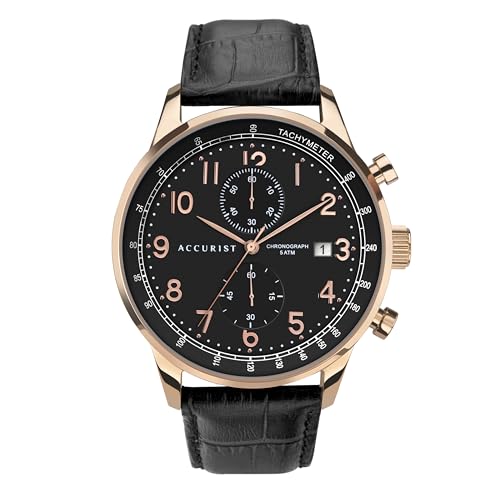 Image of Accurist 7353 Chronograph 44mm Watch with Black Leather Strap