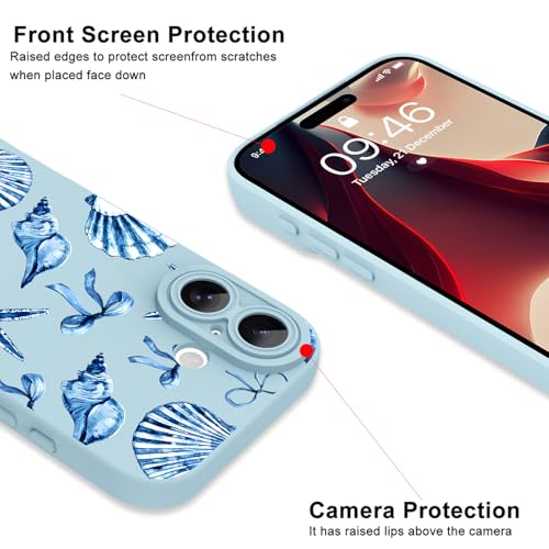 Image of ZIYE for iPhone 17 Case Blue Seashell Bow Pattern
