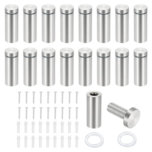 PATIKIL 3/4x2" スタンドオフスクリュー 16個 ステンレススチール スタンドオフ ウォールマウント ウォールサイン マウンティングハードウェア 広告 スタンドオフ ネイル アクリルサイン 額縁掛け シルバー